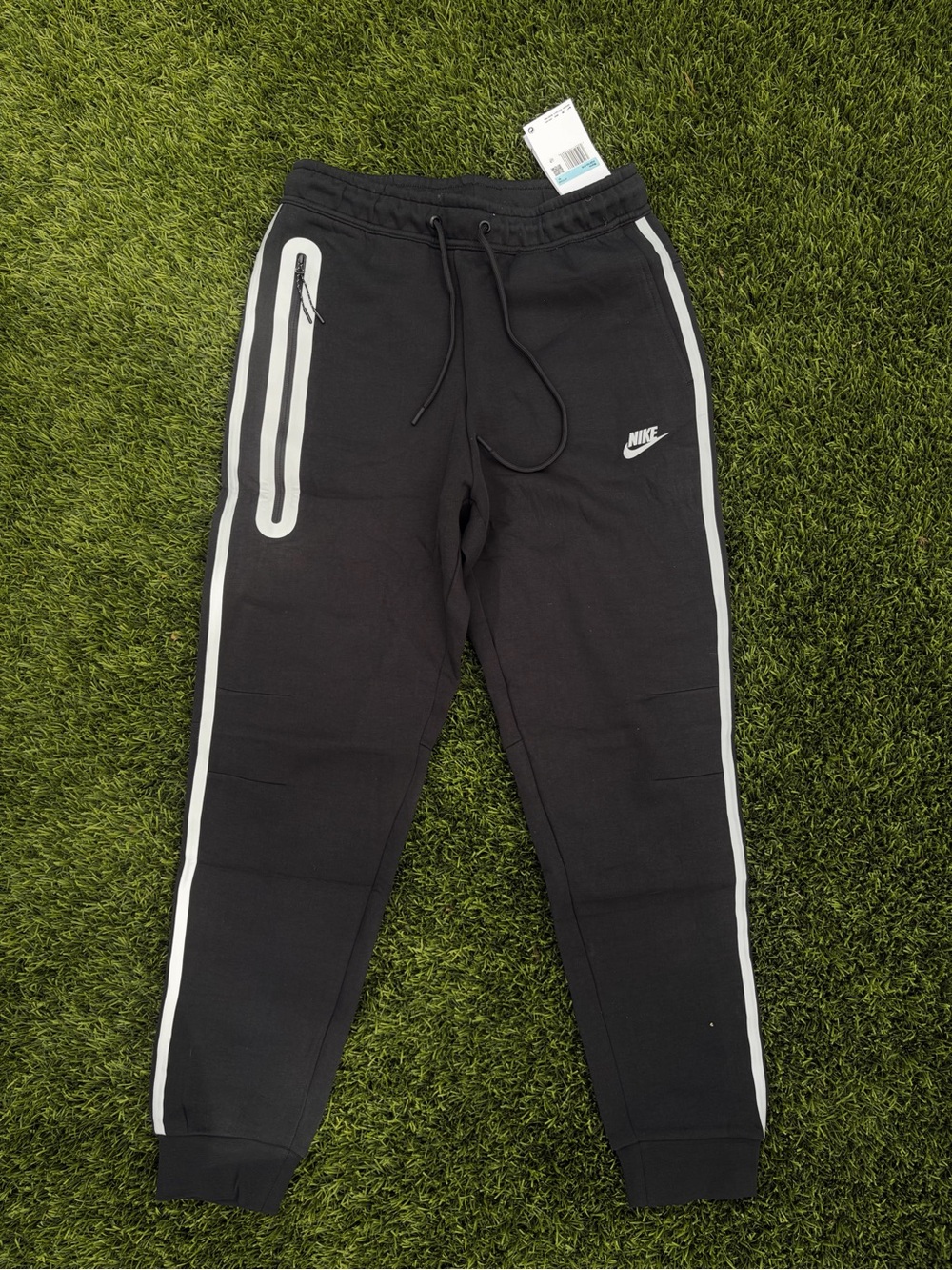 Nike Black Reflective Fleece Jogger Pants with White Trim